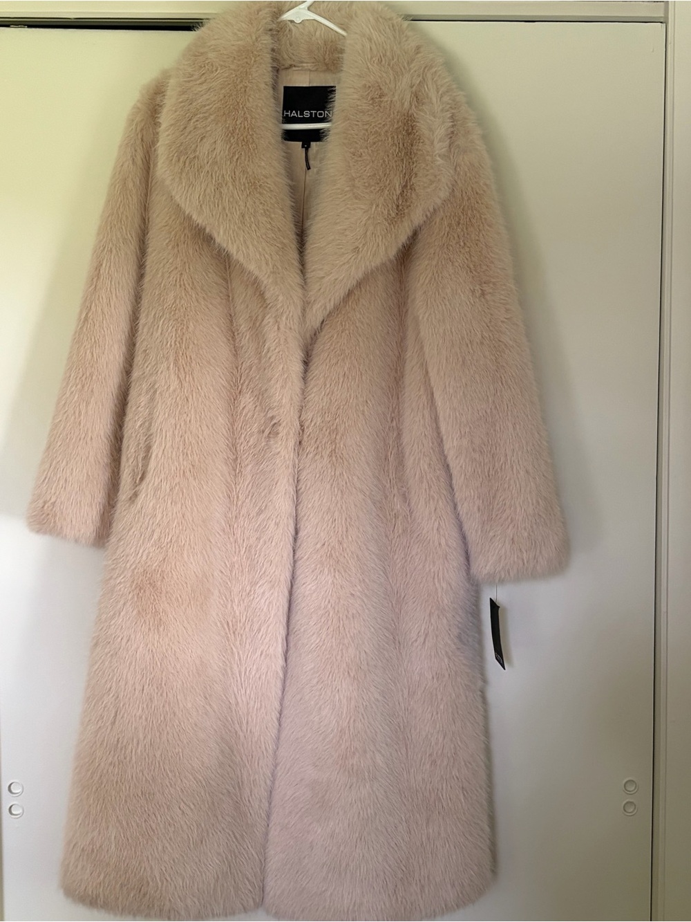 Halston Heritage Blush Faux-Fur Long Coat